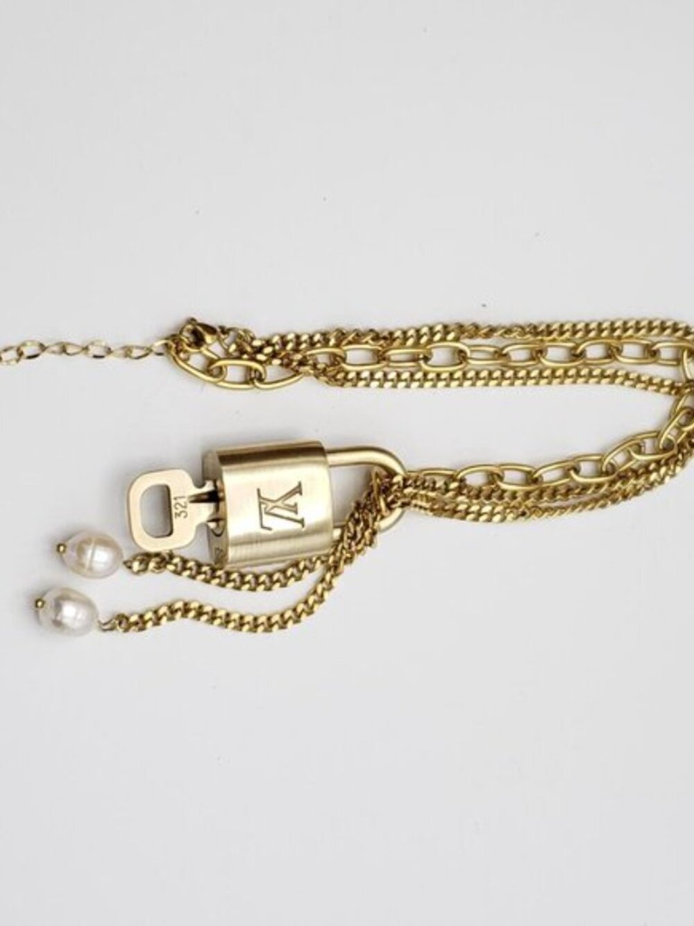 Stainless Steel Gold-Plated Necklace with Authentic Louis Vuitton Padlock - Picture 9 of 15